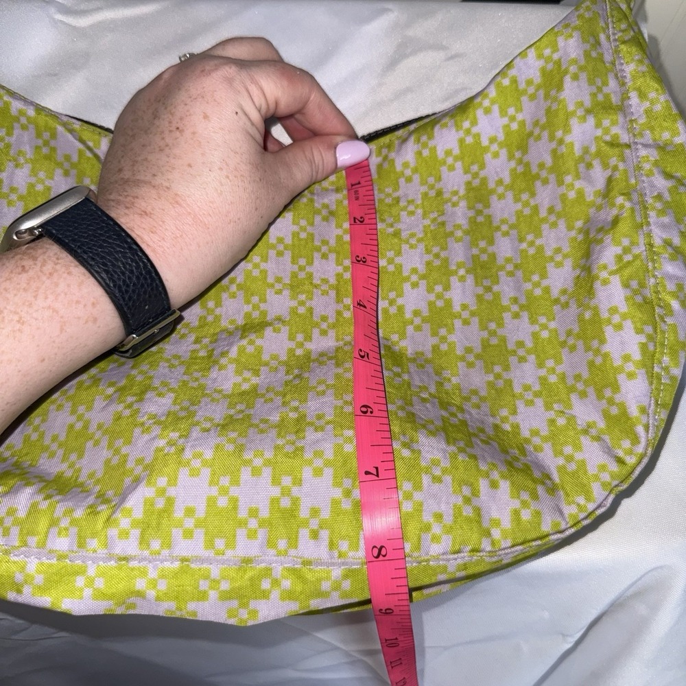 Baggu Green Pink Pixel Gingham Medium Crescent Shoulder Bag Purse Nylon Recycled - Picture 12 of 12